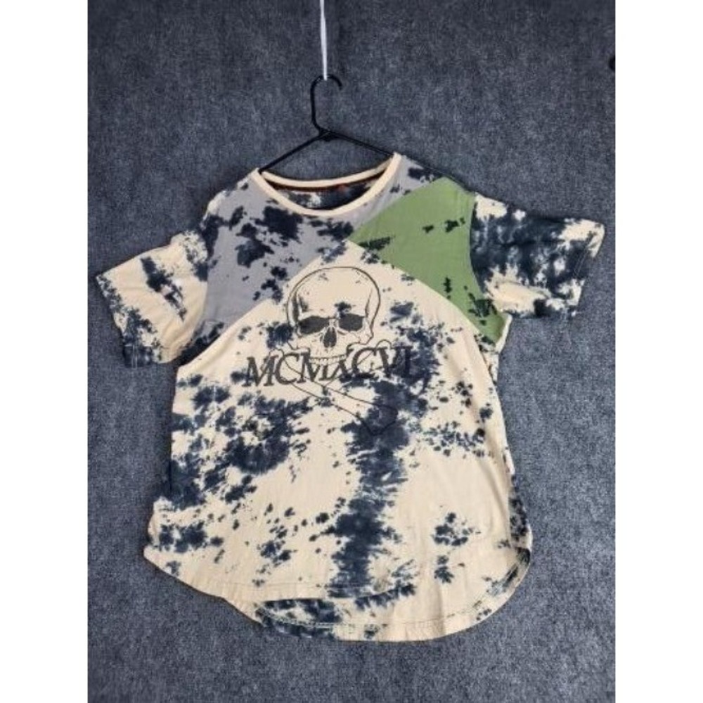 Enyce Tshirt Men Sz L Tie Dye Skull MCMXCVI Colorblock Streetwear Grunge Graphic